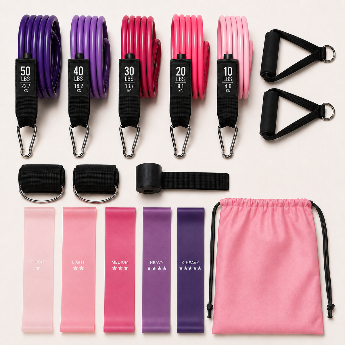 Full Movita resistance-band kit with carry pouch