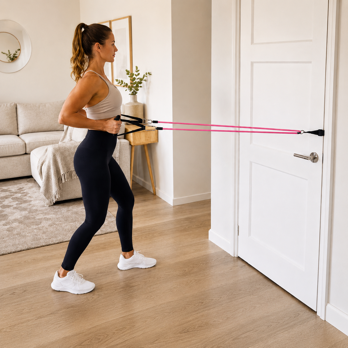 Your living room becomes your workout space.